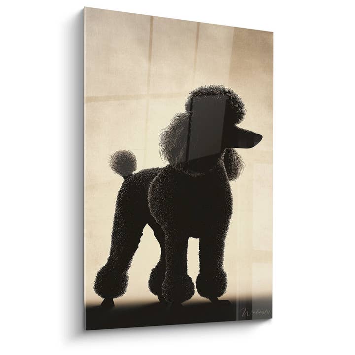 Tableau Caniche Noir Silhouette Rétroéclairée - Élégance Féline - Edition Caniche pour la vente par Walensky