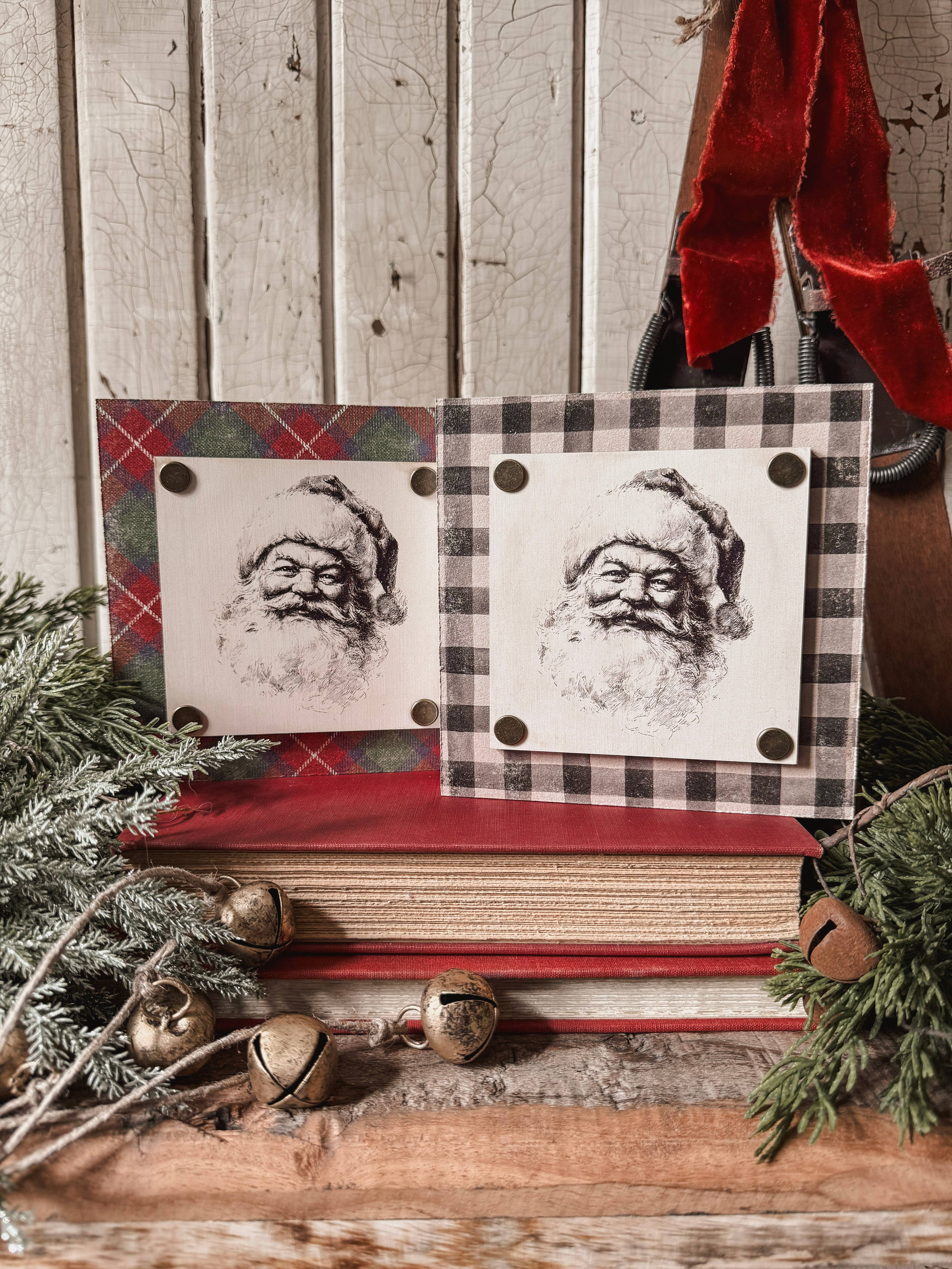 WillowBee Signs & Designs - Wholesale Sign - Mini Block Sign- Vintage Santa Face Plaque4