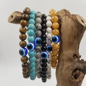 Multi Gemstone Evil Eye Bracelet, Boho Beaded Bracelet wiith Labradori –  Fabulous Creations Jewelry