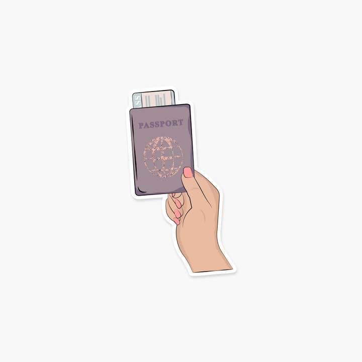 Girl Holding a Passport - Travel Sticker for wholesale by Footnotes
