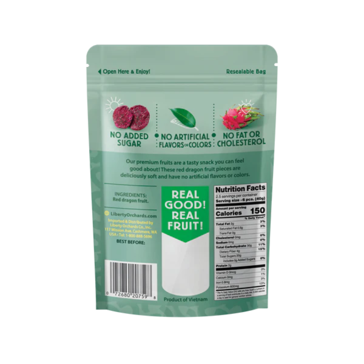 I Got Your Candy - Wholesale Dried/Dehydrated Fruit - Liberty Orchards Dried Red Dragon Fruit Peg Bag 3.5oz - 17ct1