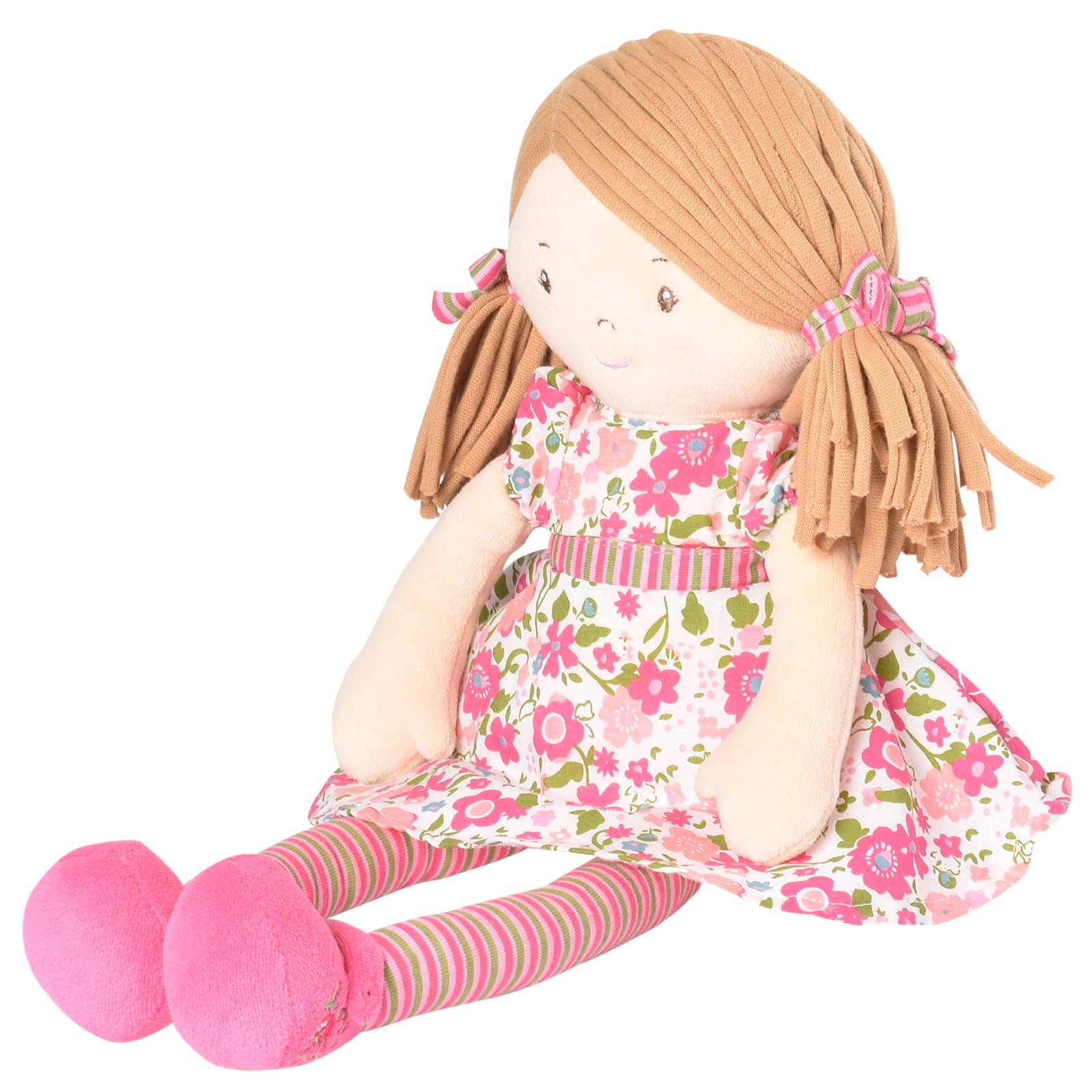 Tikiri Toys LLC - Wholesale Doll - Kids - Fran Lt Brown Hair with Dark Pink & Green Dress1