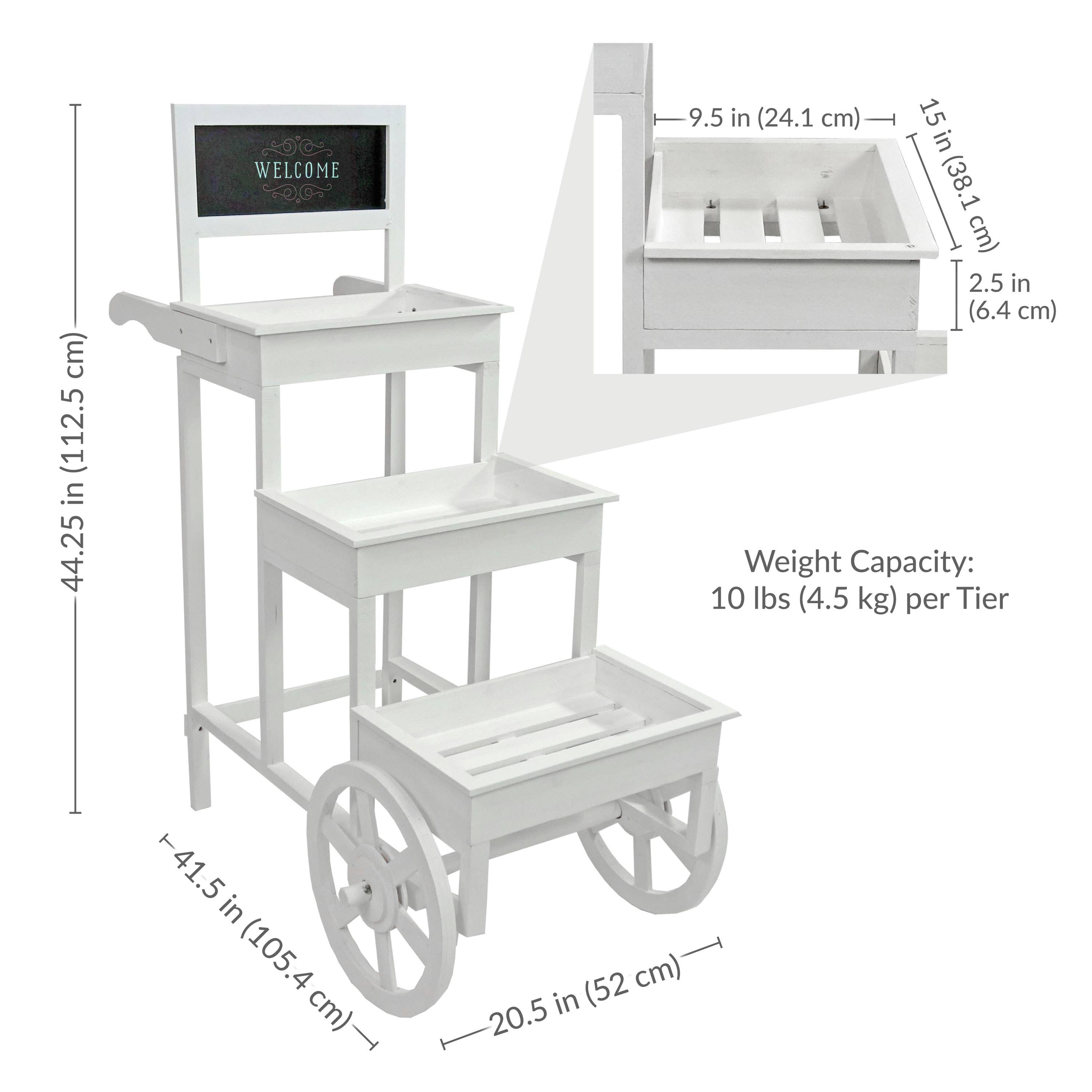 Sunnydaze Decor - Wholesale Plant Pot Stand - 3-Tiered Fir Wood Plant Stand with Chalkboard - White6