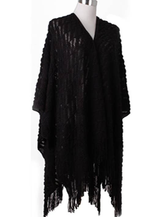 Funteze - Wholesale Poncho - Women's - Fringe Mesh Poncho