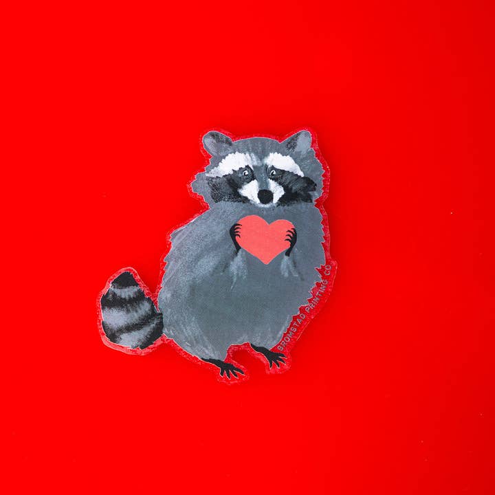 Bromstad Printing Co. - Wholesale Sticker - Raccoon Love Clear Sticker