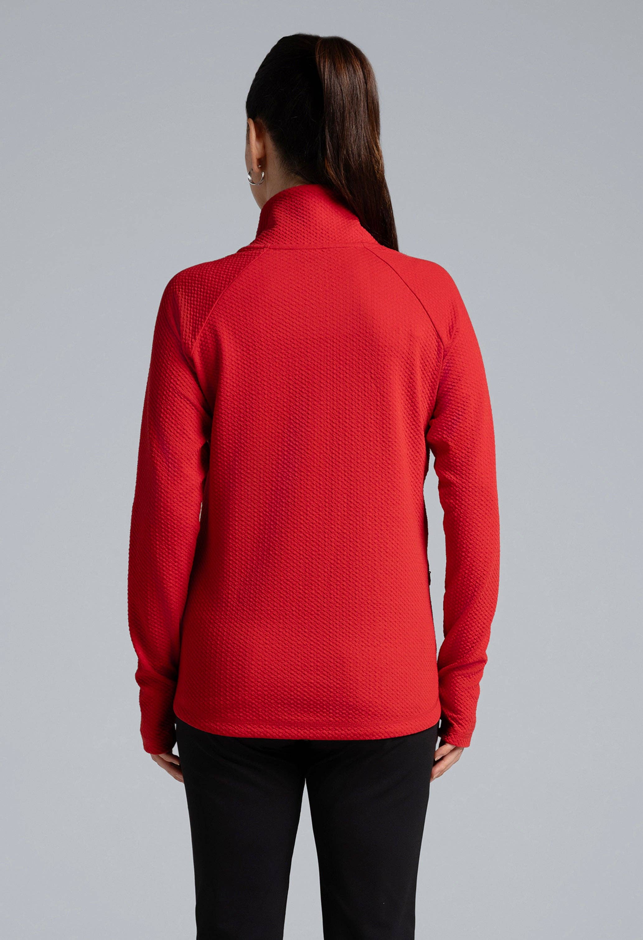 IBKÜL - Wholesale Sweatshirt - Women's - Solid Popcorn Stitch Asymmetrical Zip Pullover 2.028