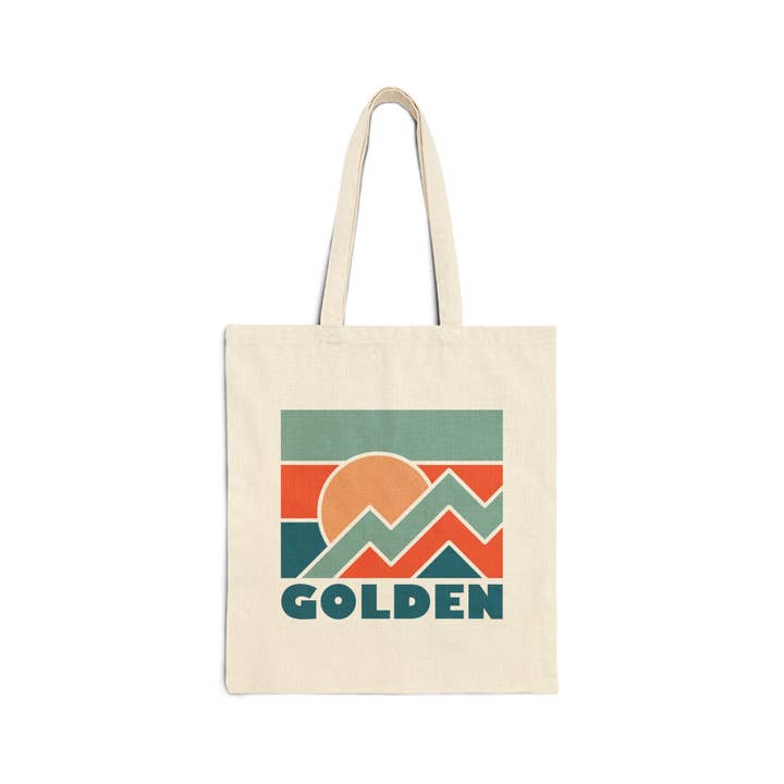 Hey Mountains - Wholesale Tote Bag - Unisex - Golden, Colorado Cotton Canvas Golden Tote Bag