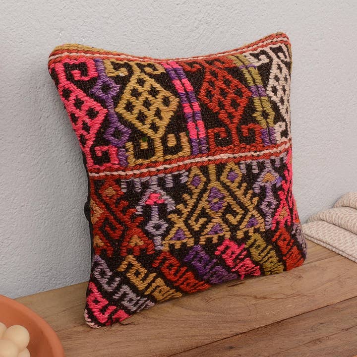 Håndlavet Boho Kilim Pude 12x12 Vintage Broderet for engroshandel hos Kilim Pillow Decors