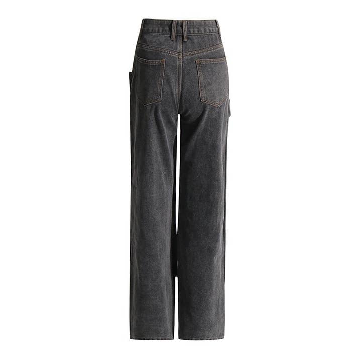 Grigio Jeans invecchiati a vita alta alla moda JP015Y - Stile retrò in vendita all'ingrosso su Faire2