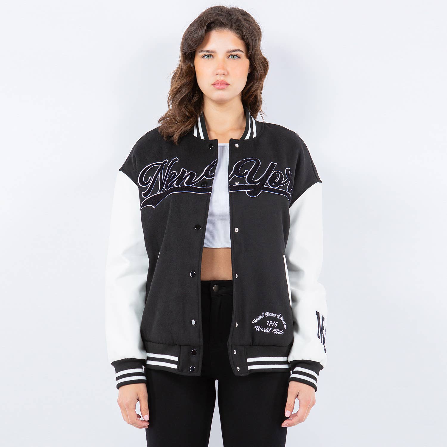 Racing Team Varsity Jacket High Street Leather Sleeve Stitching baseba –  GoSobiShop