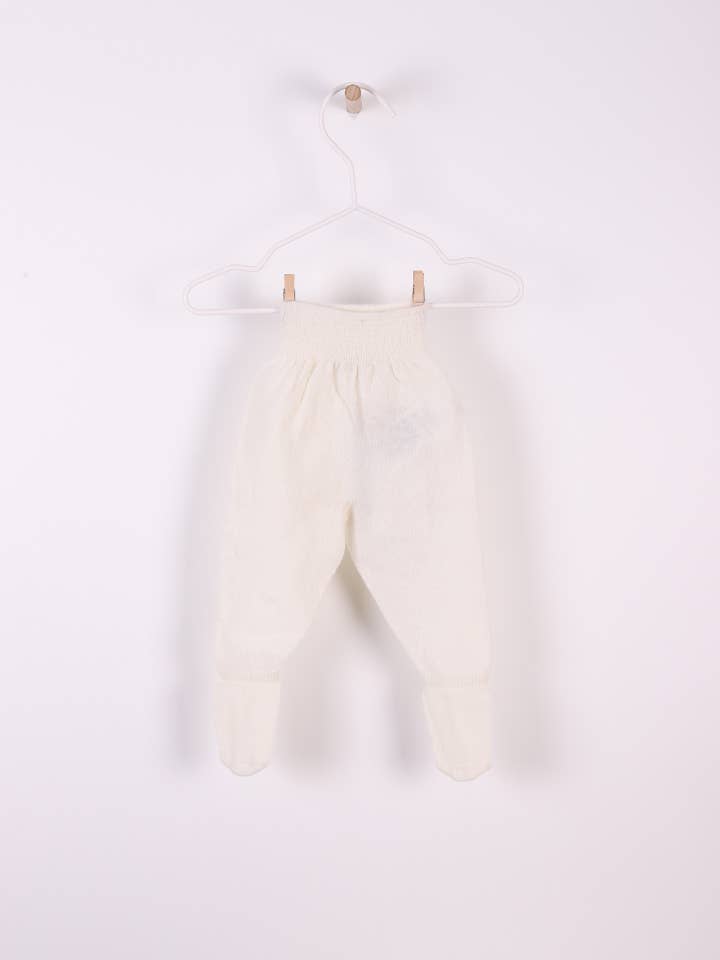 Trousers with feet knitted in wool and cashmere blend | LITTLE LOVE for wholesale by Wedoble: sustainable children's fashion