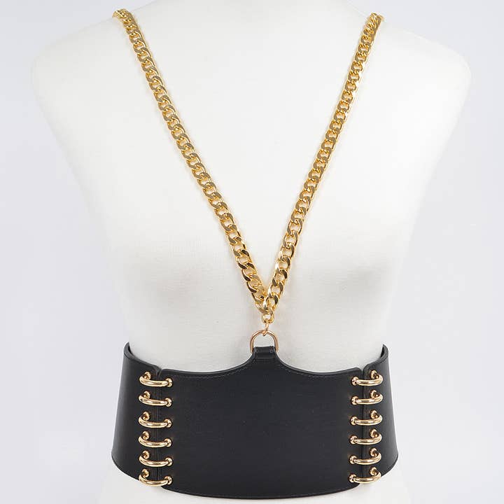 Faux læder plus størrelse bælte m/kæde for engroshandel hos 3AM BY H&D ACCESSORIES