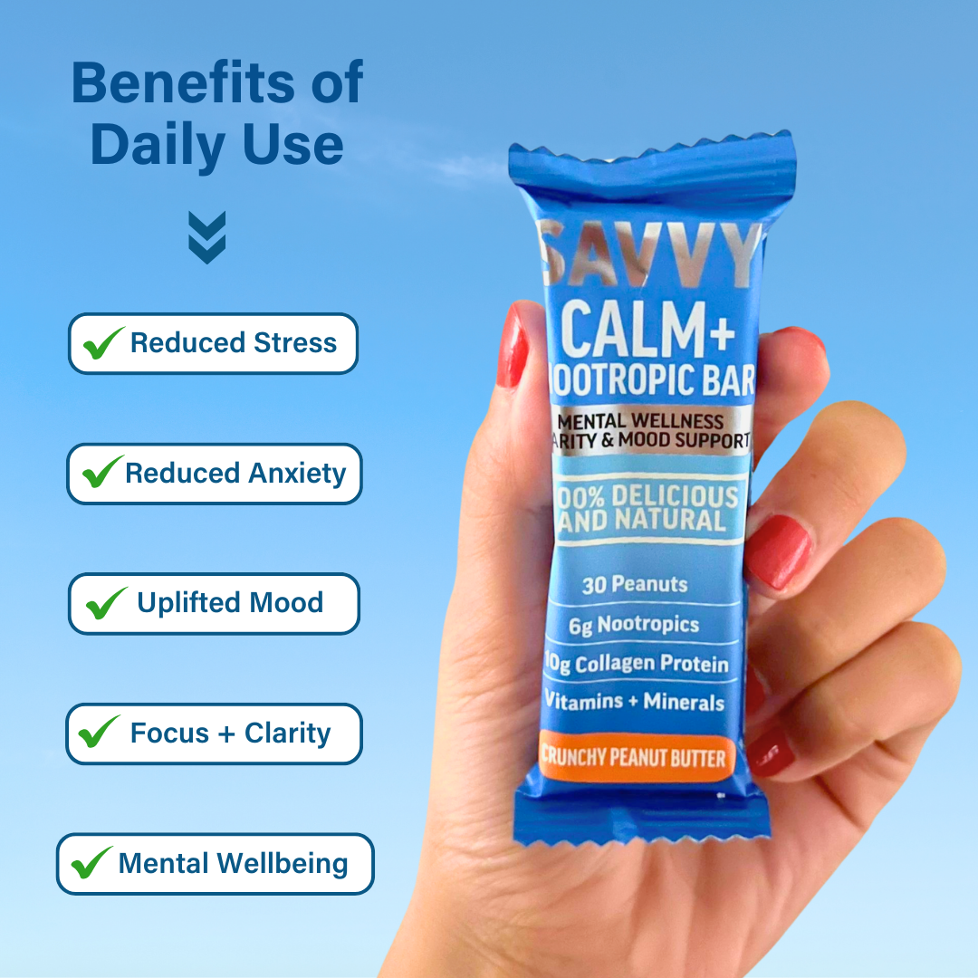 SAVVY BEVERAGES - Wholesale Snack bar - CALMING COLLAGEN PROTEIN BAR + Nootropics7