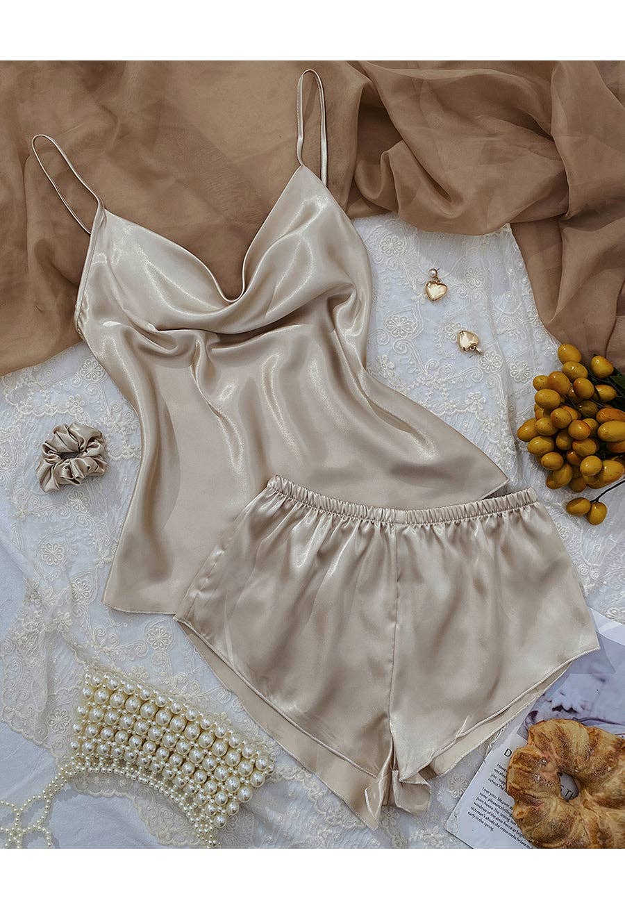 Anna Kaci Wholesale - Wholesale Lounge Set - Women's - Cowl Tank and Shorts Lounge Set11