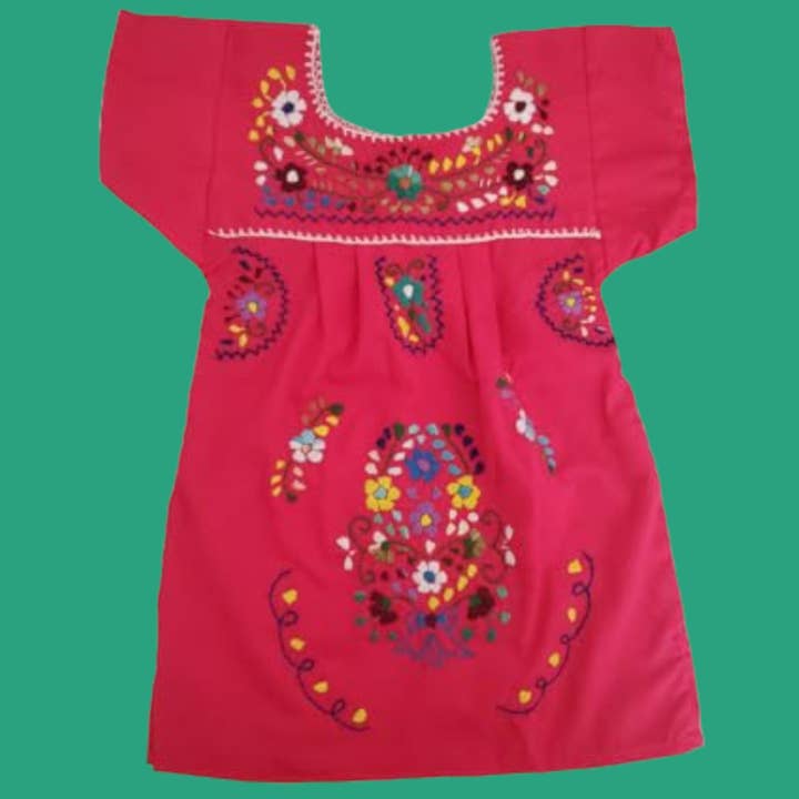 Handstitched Pueblano Baby | Toddler| Girl Dress Traditional Pueblano Dress Embroidered Poblano Handcrafted Pueblano Beautiful Chanelito dress & Authentically Hand Embroidered Children Tehuacan Dress Mexican Dress 5 de Mayo Dress for wholesale by Puerta21