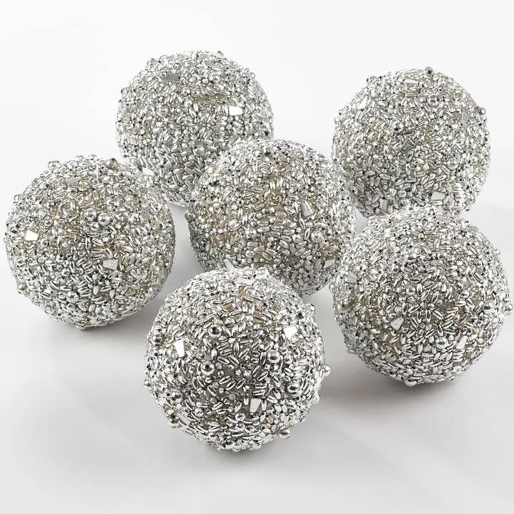 Silver Shimmering Beaded Decorative Spheres 4" Ball and other Purchase Wholesale silver vases. Free Returns & Net 60 Terms on Faire trending on Faire.