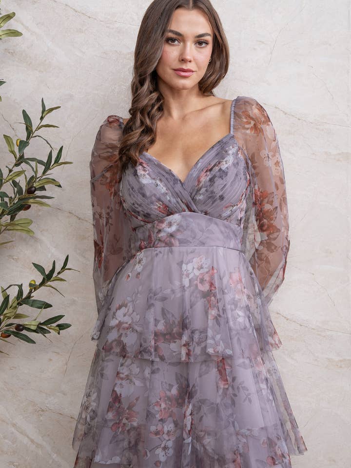 Rosemore Couture - Wholesale Dress - Women's - FLORAL PRINT PLEATED MIDI DRESS 14