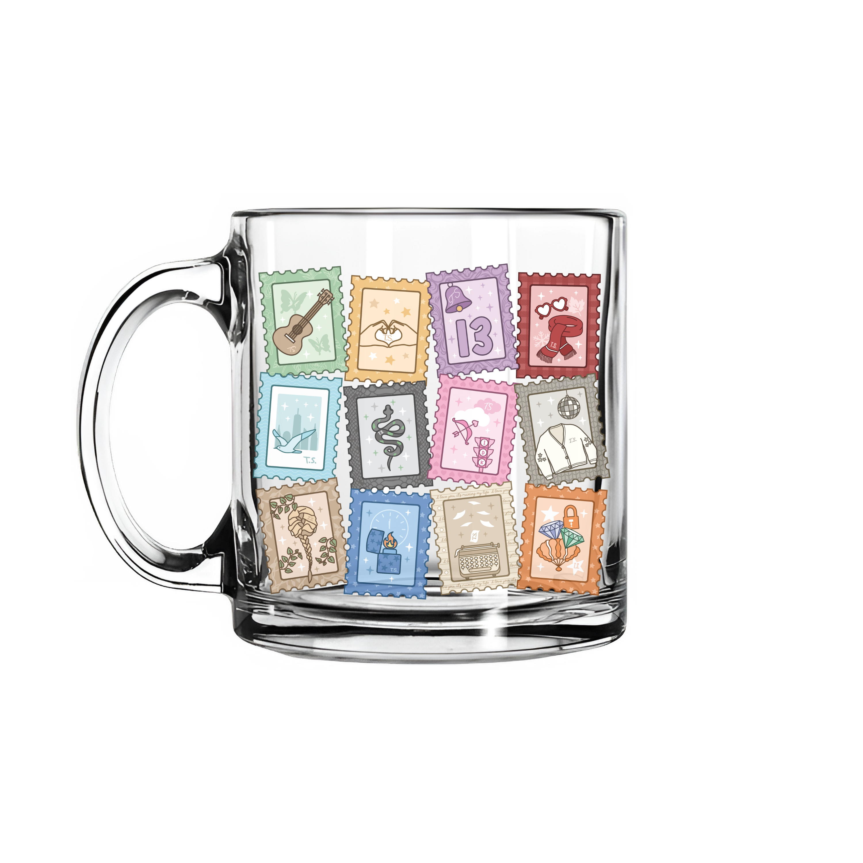Nearly June Design Co - Vendita all'ingrosso Tazza - Tazza di vetro con francobolli ispirati alle epoche1