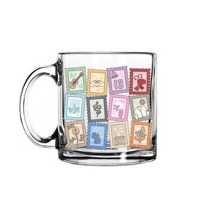 Nearly June Design Co - Vendita all'ingrosso Tazza - Tazza di vetro con francobolli ispirati alle epoche1
