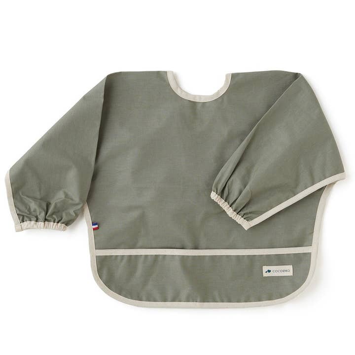 SAGE GREEN sleeved bib for wholesale by Cocoeko