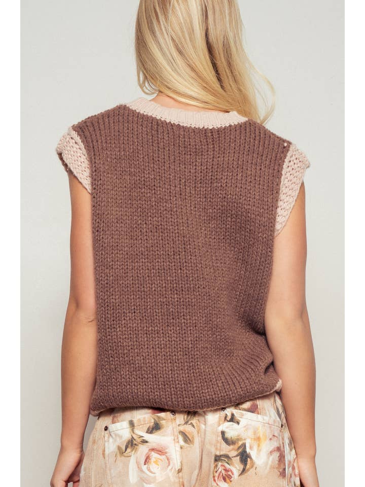 Urban Daizy - Wholesale Sweater Vest - Women's - Western Horseshoe Crochet Knit Ribbed Trim Sweater Vest10