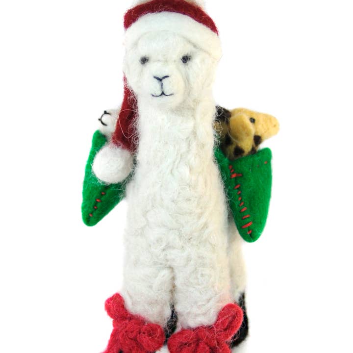 Alpaca Noel 6.5" - Artisan Hand-Felted Alpaca Holiday Decor for wholesale by Lanart Alpaca
