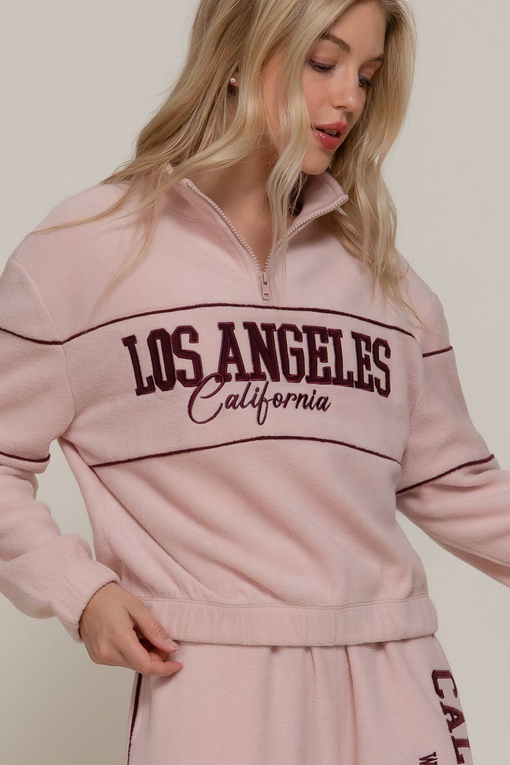 Active Basic | Active USA – wholesale Sweatshirt – Women's – Half Zip Up Mock Neck Embroidery Fleece Top10