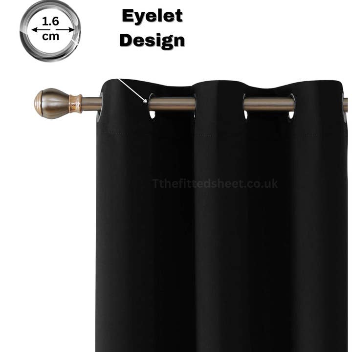 The Fitted Sheets – wholesale Curtain – Black Blackout Thermal Curtains – Eyelet Top, 2 Panels3