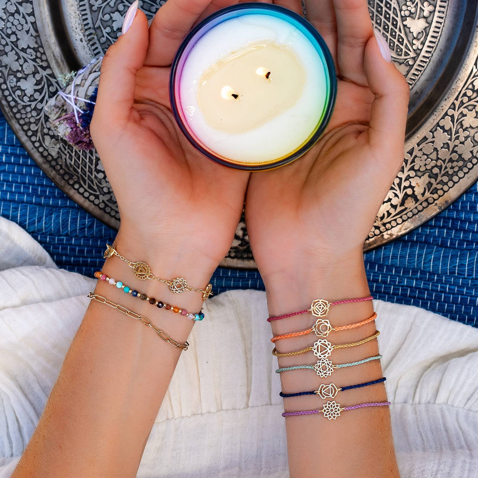 Lotus and Luna – Pulseira entrelaçada/entrançada por atacado – Pulseira Trançada Dourada do Chakra Sacral6