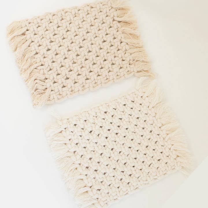 Macy Mae Dollhouse Designs - Wholesale Doll – Kids - Dollhouse Macrame Rectangle Rug | Ivory or Natural4