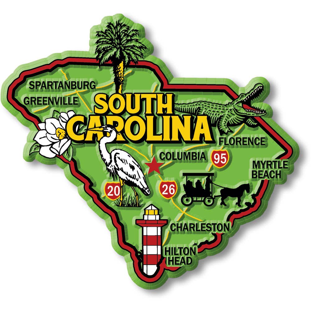7 Star - Wholesale Magnet - South Carolina Colorful State Magnets 4.8" x 2.3" Made USA0