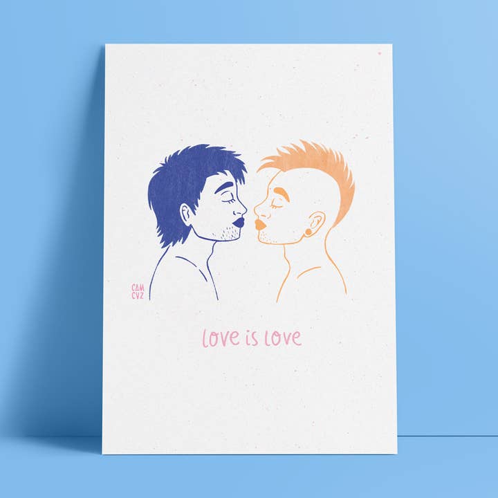 Love is love poster|LGBTQIA+ pride queer lovers for wholesale by Camille Cauvez illustration et papeterie