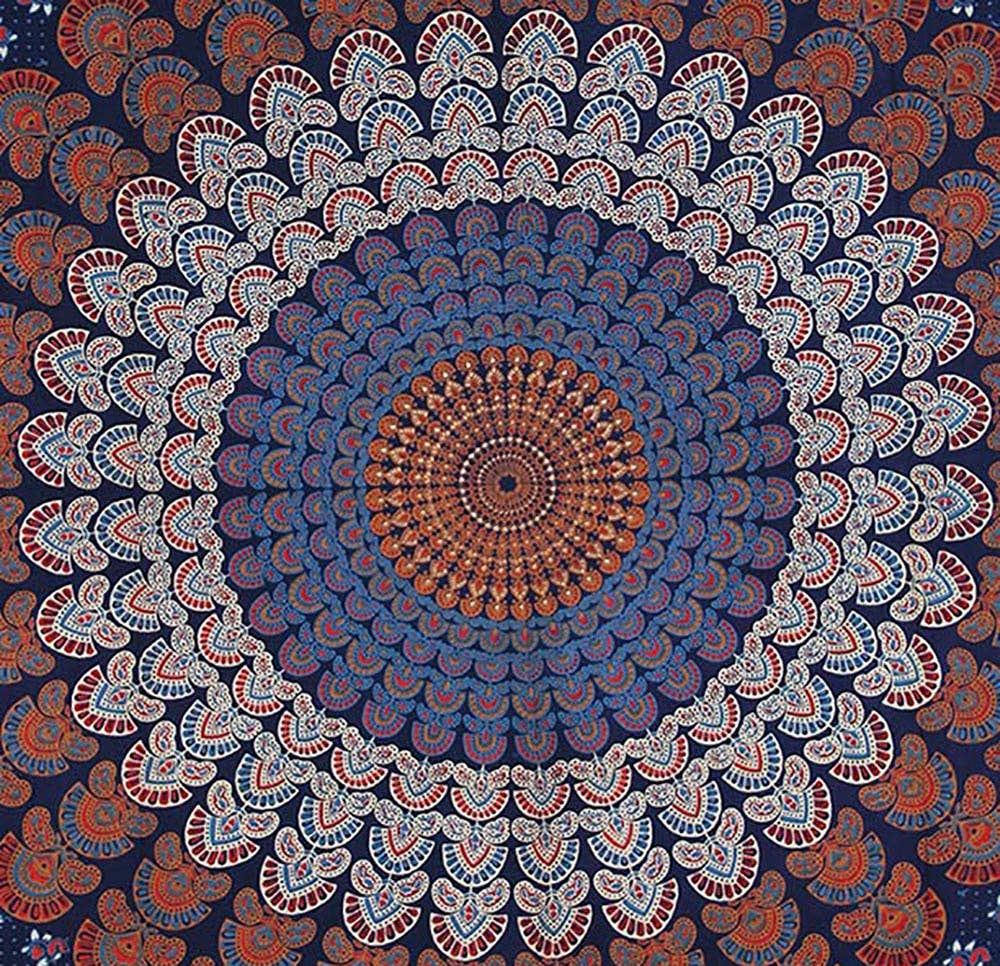 Lungta Imports - Wholesale Tapestry/Textile - Lotus Mandala Tapestry Wall Decor Beach Throw 80”X50”24