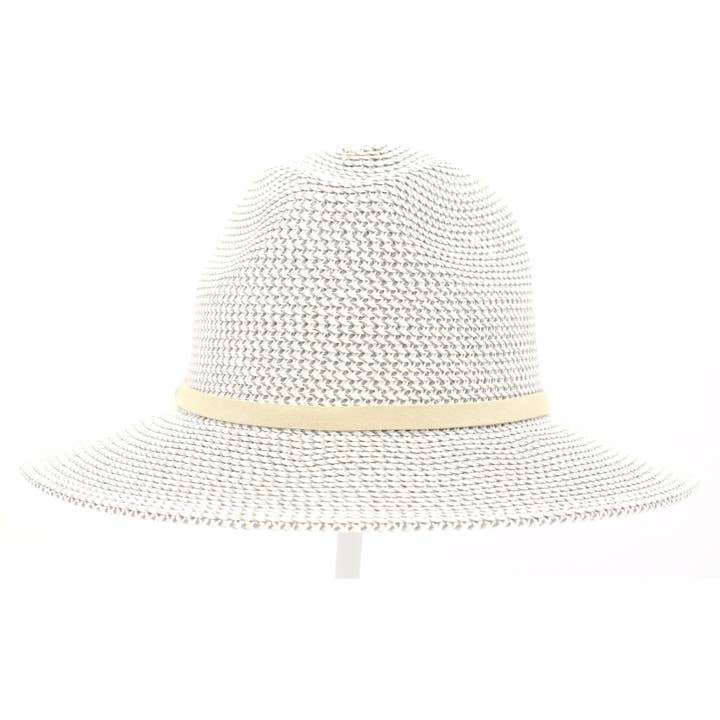 C.C Beanie - Wholesale Straw Hat - Women's - Two Tone Panama Hat with Suede Band Trim ST809