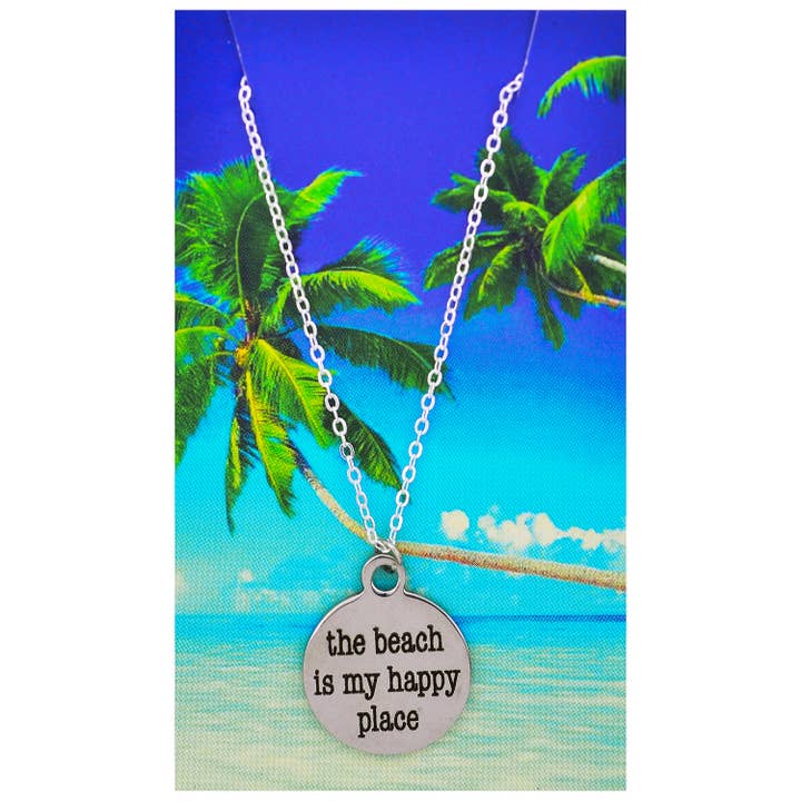 The Beach is My Happy Place Quote Necklace for wholesale by PARADISE BEACH COMPANY