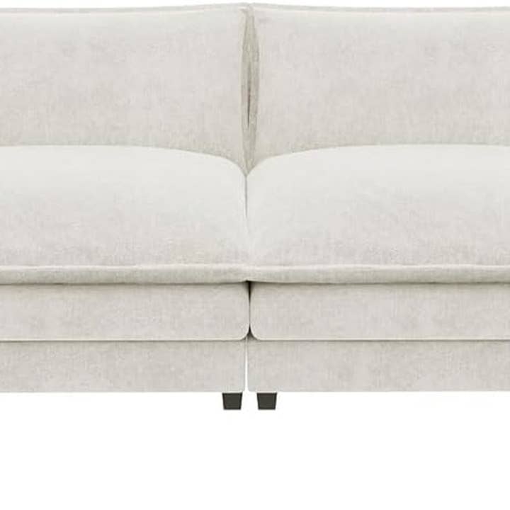 U Shaped Chenille Sectional Sofa Removable Ottoman White for wholesale on Faire2