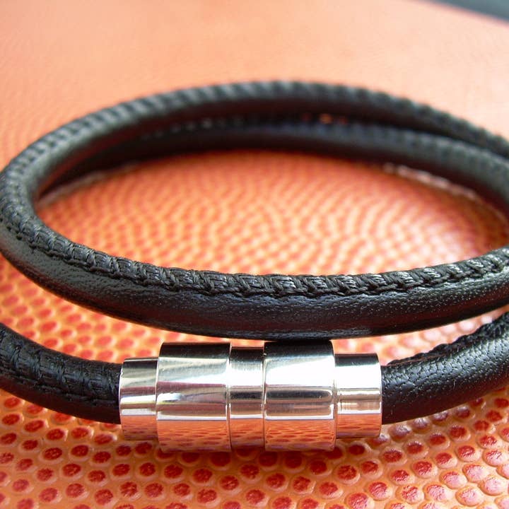 Urban Survival Gear USA - Wholesale Jewelry - Men's - Mens Leather Bracelet,Premium Stitched Nappa Leather,Fathers Day, Groom, Stainless Steel Magnetic Clasp, Mens Jewelry, Leather Bracelet