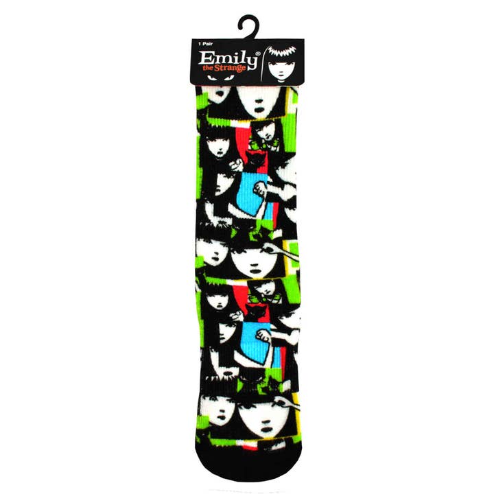DoodleUS Inc - Wholesale Socks - Women's - Emily the Strange Women Character Printed half Cushion Socks20