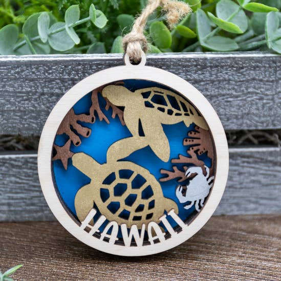 3D Hawaii - Gold Sea Turtle Ornament for wholesale by Mile High Gifts