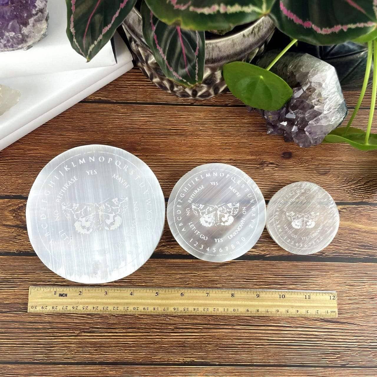 Rock Paradise - Wholesale Spiritual Stone/Crystal - Selenite Crystal Charging Plate with Moth Pendulum Board6
