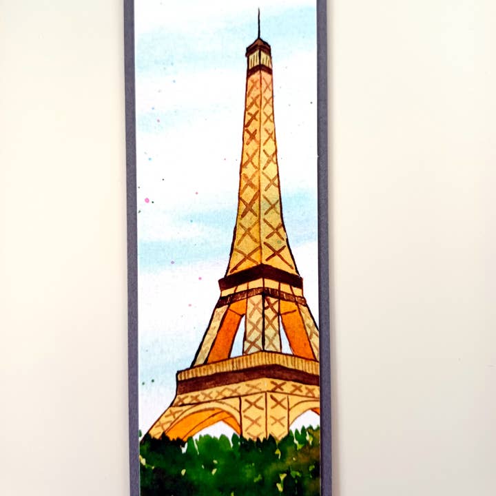 Christina Jenne Art and Design - Vendita all'ingrosso Segnalibro - Segnalibro ad acquerello fatto a mano - Torre Eiffel di Parigi