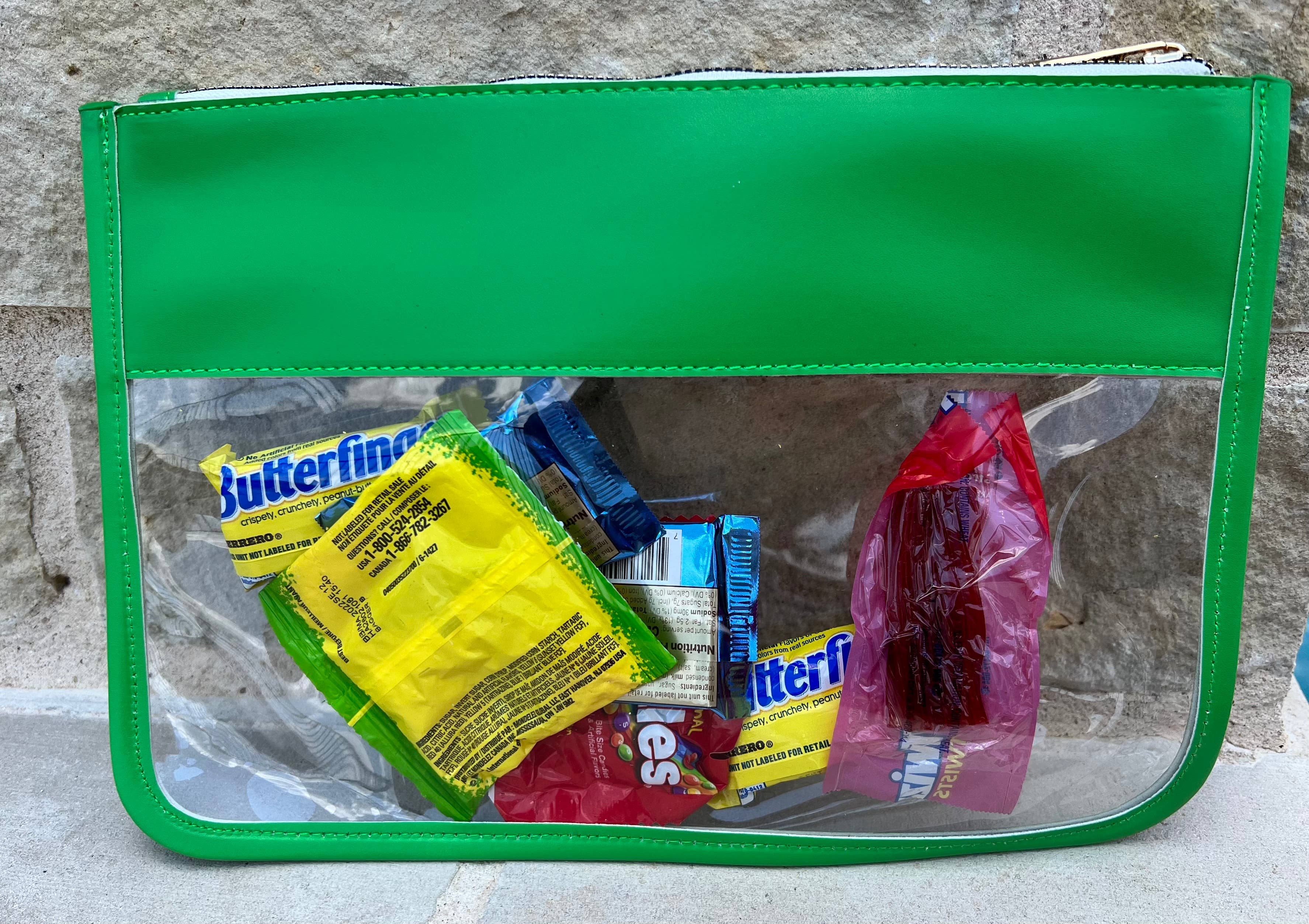 Dilworth Road - Wholesale Pouch - Women's - SNACKS  Faux Leather Zip Pouch with Chenille Letter Patch5