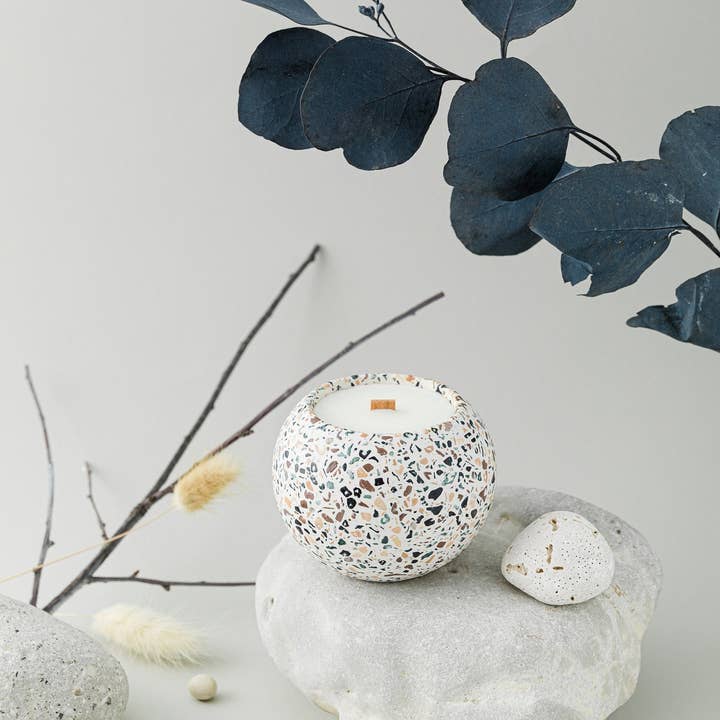 Nema Concept – wholesale Jar/filled candle – Terrazzo Concrete Scented Soy Candle, Home Decor1