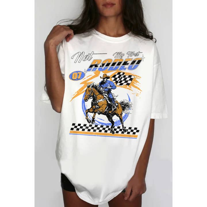 CAMISETA GRÁFICA MINERAL OVERSIZE NOT MY FIRST RODEO para venta al por mayor de HRTandLUV