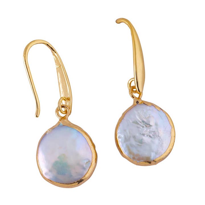 ocean springs small coin pearl drop earrings for wholesale by The Beach and Back
