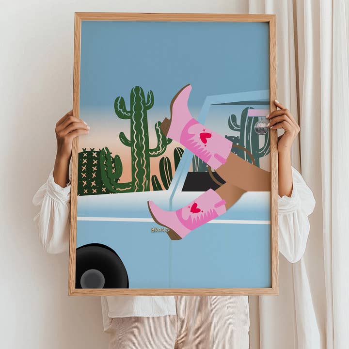 Impresión "Las vaqueras son para siempre" - en azul para venta al por mayor de Pink Giraffe Print Co