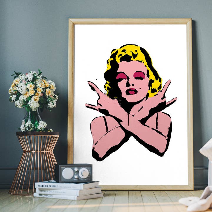 Ink & Drop - Wholesale Art Print - Marilyn Monroe Rock N Roll Stencil Art Graffiti White Print2