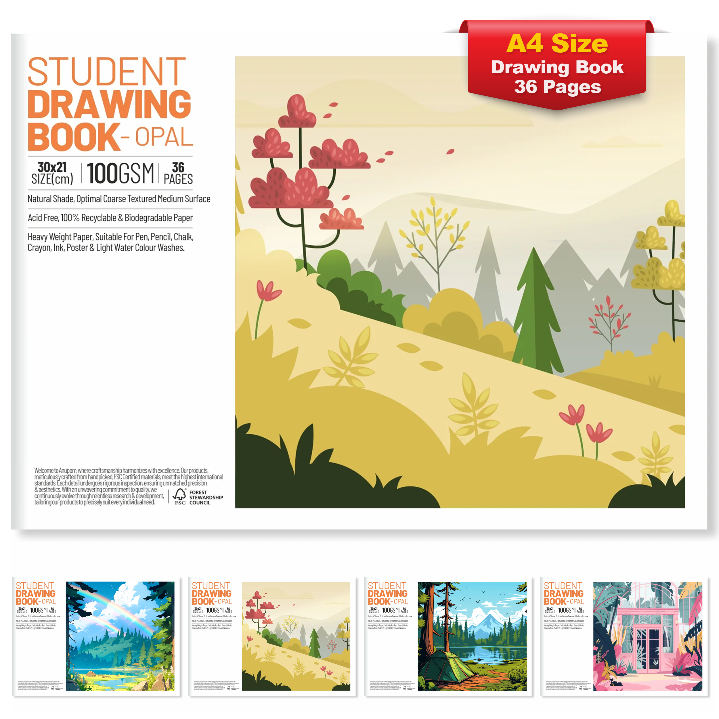 Toyventures – wholesale Sketchbook/sketchpad – A4 Sketch Book 36 Pages 100 GSM Cartridge Sketchpad2