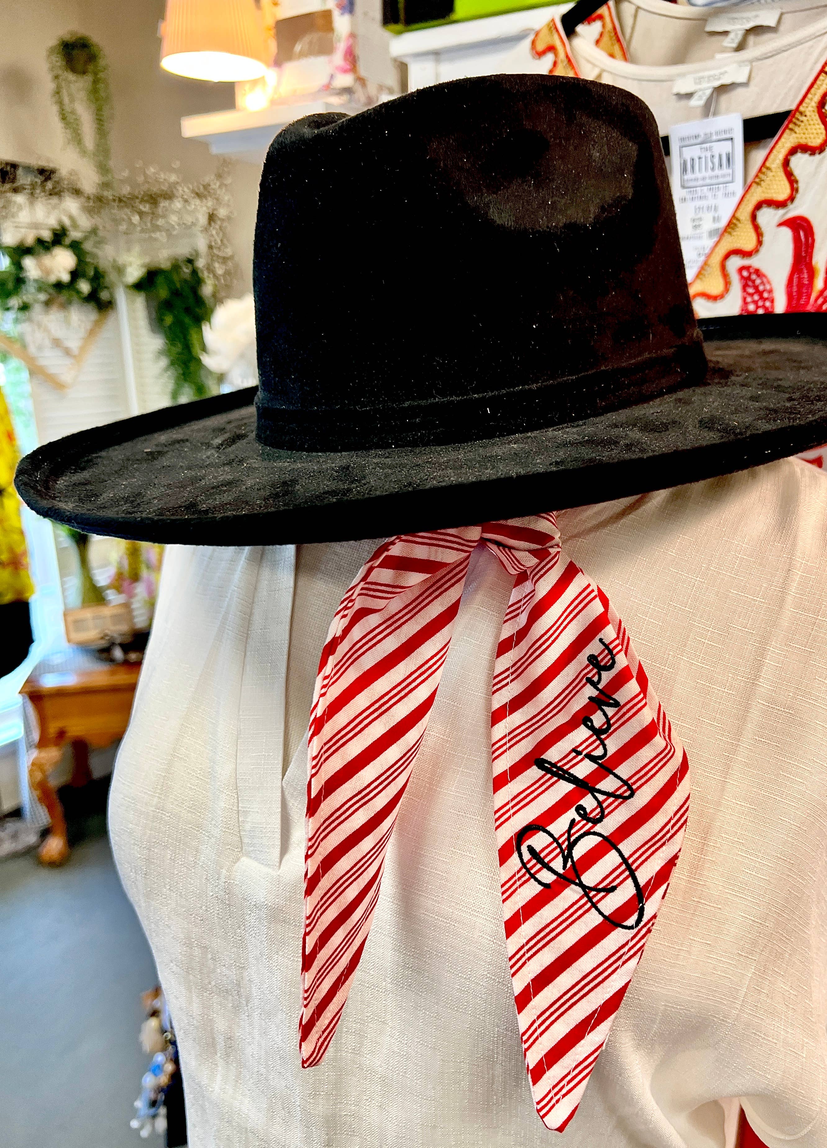 The Funky Soul - Wholesale Scarf - Women's - Believe Red & White Striped Christmas Ascot Scarf3