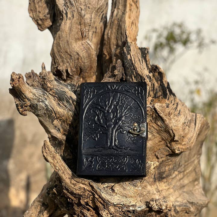 R K Handicrafts and Exporters - Wholesale Journal/Diary - Leather Journal Notebook Tree Embossed Life of Tree